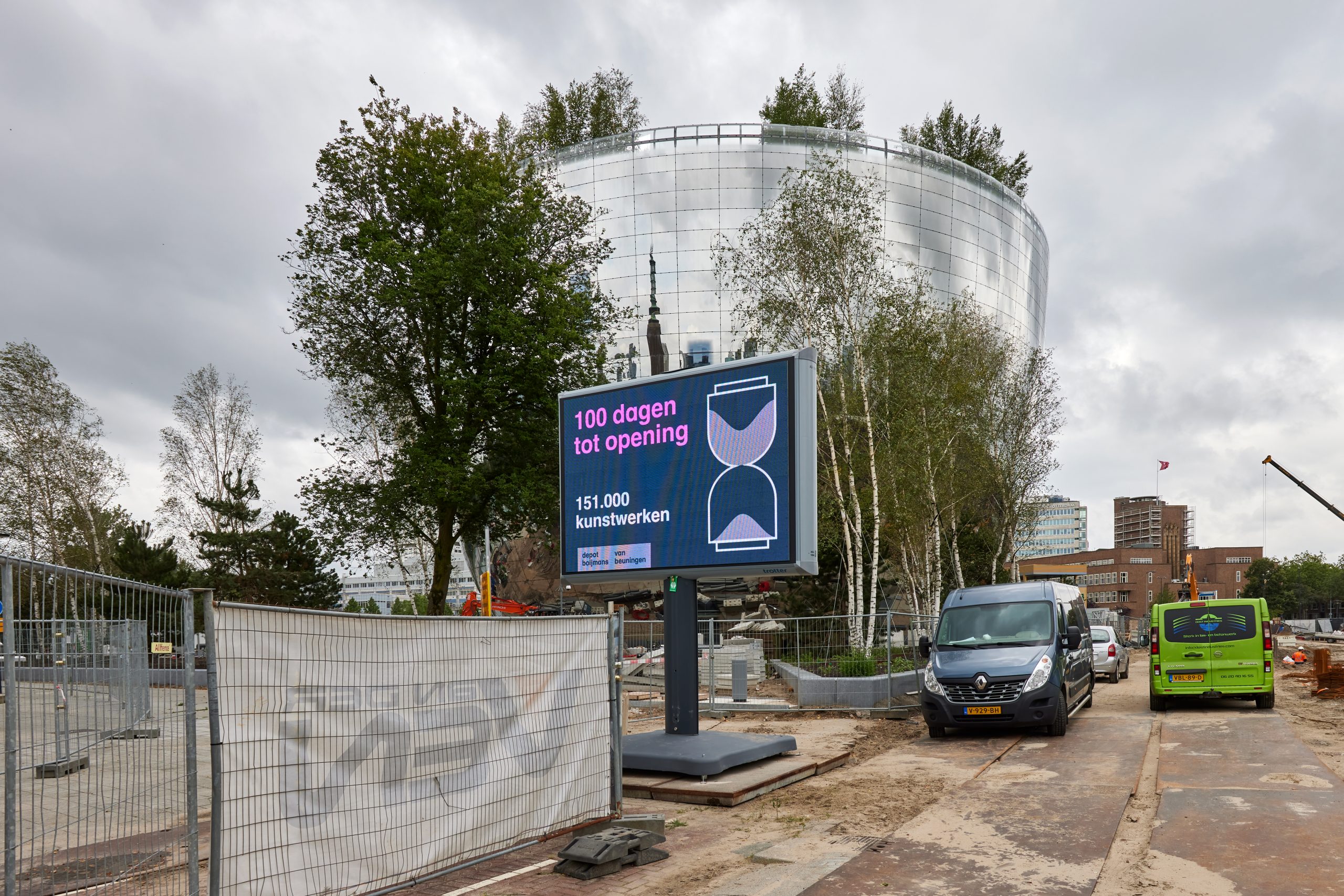 Inzet van een digitale Trotter als aftelklok bij het Depot van Boijmans van Beuningen in Rotterdam