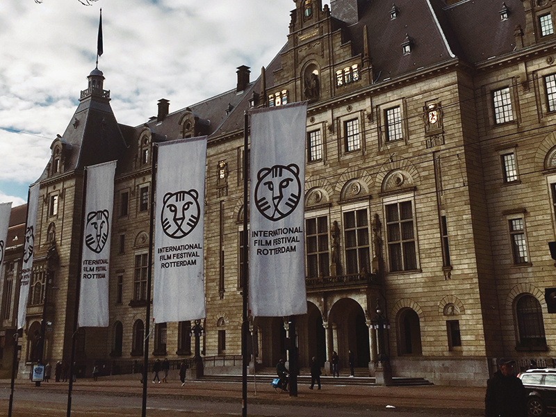 Banieren voor het IFFR in Rotterdam