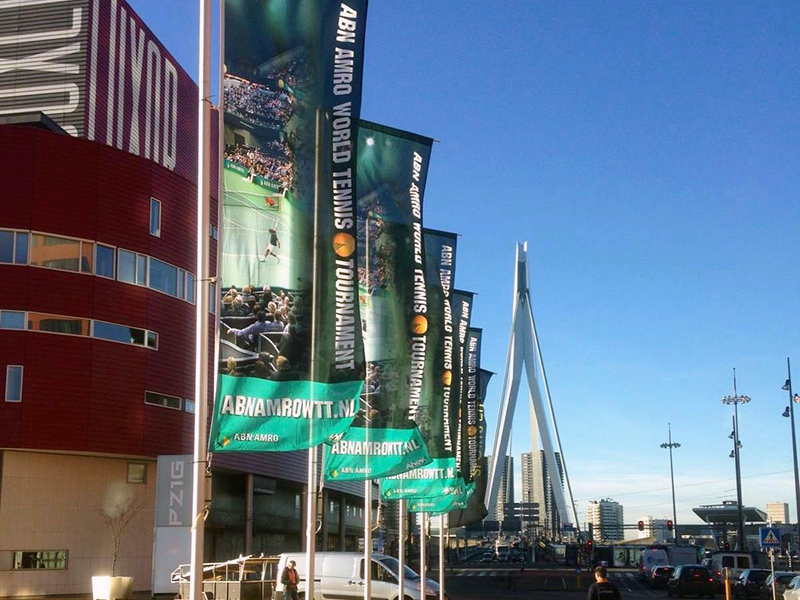 Banieren voor het ABN AMRO Open in Rotterdam.