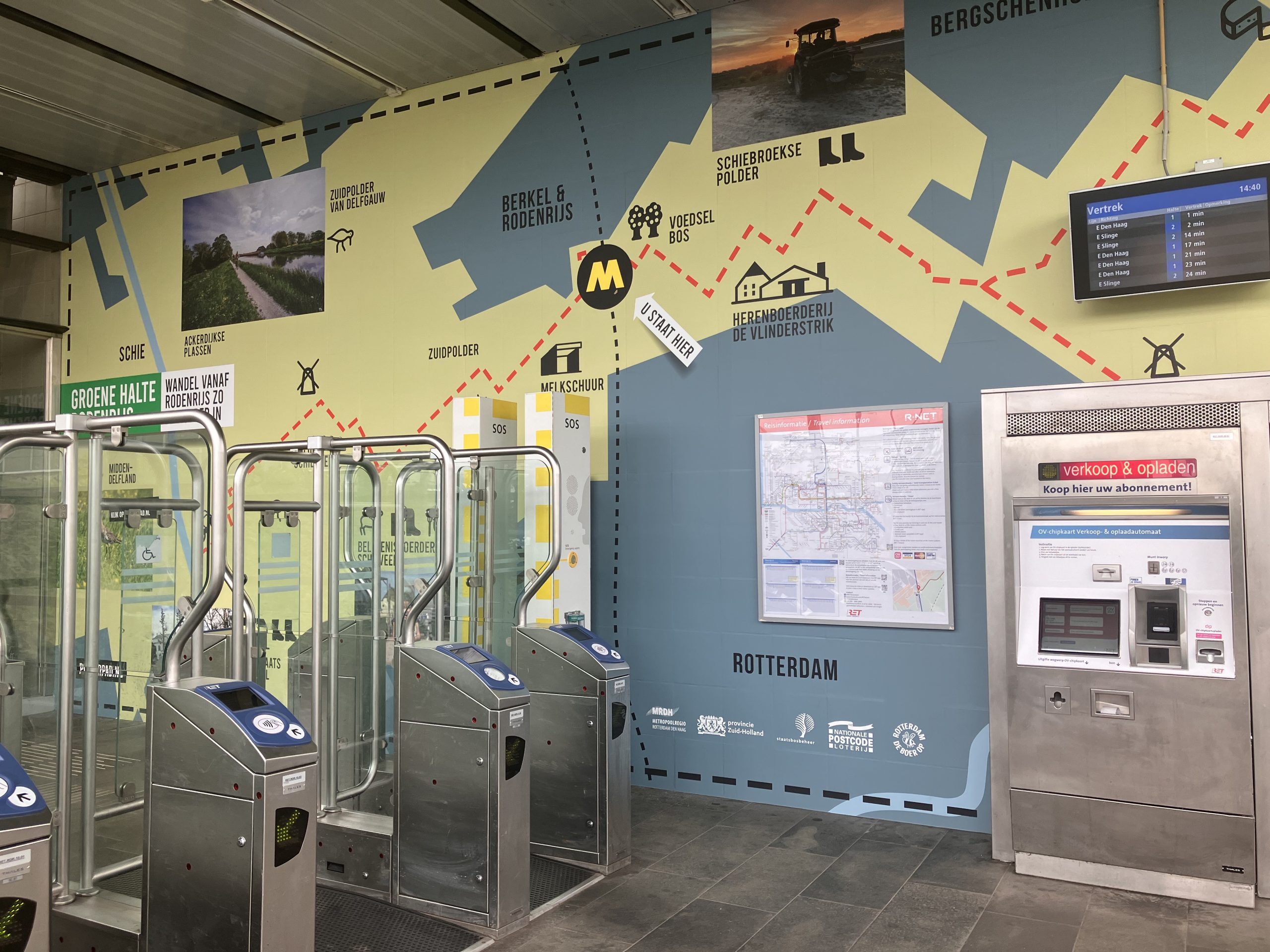 Gebiedskaart en wayfinding bij Groene Halte Rodenrijs